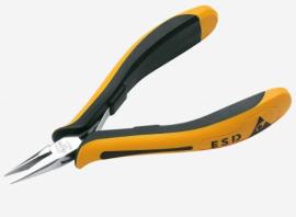 Klešta špic prava ESD 115 mm za mikroelektroniku. Glatke vilice sa zaobljenim ivicama, opruga za otvaranje, ergonomske provodljive ručke NWS